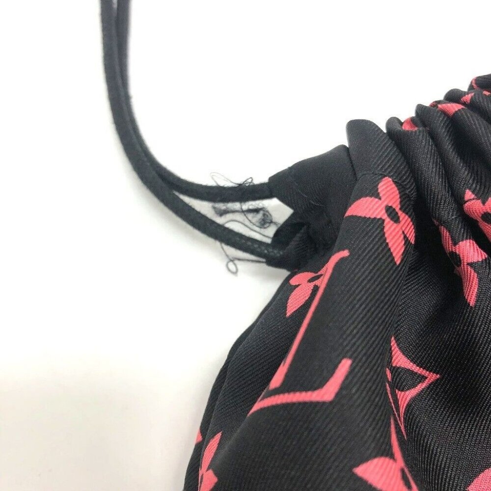 LOUIS VUITTON Floral stamp Giant Pleated Scarf silk Black - Picture 12 of 12